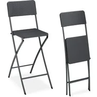 relaxdays Barhocker 2er Set Barhocker Rattan (Set, 2 St., 2er Set), grau