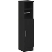 vidaXL Badezimmer-Set Badezimmerschrank mit Rollenhalter Schwarz 20,5x22x90 cm, (1-St)