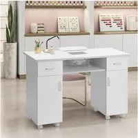 DARDVORLAG Arbeitstisch Profi Maniküretisch, Nageltisch mit 2 Schubladen und 2 Schränke (1 Tisch), mit 8 Lenkrollen, leicht zu wischen, 120×45×80.5cm