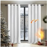 Deconovo Verdunkelungsvorhang Gardinen mit Ösen Blickdichte Vorhang Kälteschutz Schlafzimmer 2er Set, Blackout Curtain einfarbig Thermo Vorhang Verdunkelung Wärmeisolierend
