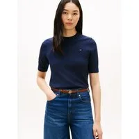 Tommy Hilfiger Kurzarmpullover CO JERSEY FINE GG C-NK SS SWT Baumwollmischung, Regular Fit