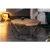 riess-ambiente Couchtisch DIAMOND 70cm natur/messing (gold) – Mango-Massivholz, Metall, Design (Einzelartikel, 1-St), eckiger Stubentisch mit Eisengestell – ideal für moderne Wohnzimmer