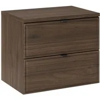 Lomadox Waschbeckenschrank TEMUCO-56-WALNUT 60 cm breit, in Walnuss mit Rahmenfräsung, wandhängend