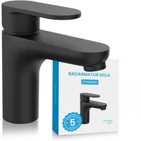 Bächlein Badarmatur Elegante Waschtischarmatur Keila (Stilvolle Badarmatur, Schwarz) Minimalistisches Design - Langlebiger Wasserhahn