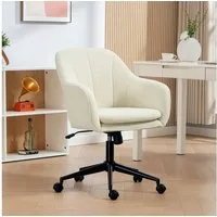 HOMCOM Bürostuhl Schreibtischstuhl Stuhl mit Schneeflanelloptik Höhenverstellbar (Drehstuhl, 1 St), für Schlafzimmer, Arbeitszimmer, Beige