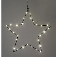Spetebo LED Stern LED Metall Leuchtstern zum Hängen schwarz - 30 cm, Timerfunktion, LED fest verbaut, warm weiß, Stern Silhouette warm weiß beleuchtet für Außen