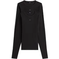 Tommy Jeans Langarmshirt TJW 2PACK SLIM ESSENTIAL RIB LS (Packung, 2-tlg., 2er-Pack) in Rippoptik, mit Logostickerei