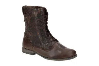 Think AGRAT 33 Damen Stiefeletten Braun Espresso Kombi Echtleder Gummisohle