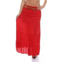 malito more than fashion Sommerrock malito Damen Maxi Rock mit Strickmuster, langer Rock mit Gürtel, luftiger Maxirock