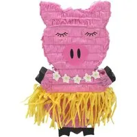 Funny Fashion Pinata Pinata 'Rosa Schweinchen mit Bastrock', 26x7,5x43