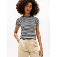 Tommy Jeans Kurzarmshirt TJW ESSENTIAL RIB SHORT SLEEVE EXT Baumwollmischung in gerippter Struktur, Slim Fit