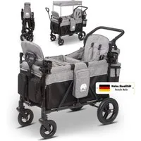 elvent Bollerwagen ComfortPlus 2, Kompakt faltbar, Für bis zu 2 Kinder, Ideal für Ausflüge und Alltag