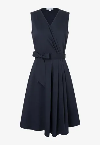 MORE & MORE - Blusenkleid mit Wickeloptik blau - Gr. - 42