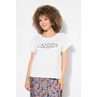 Ulla Popken T-Shirt T-Shirt Schriftmotiv Oversized Rundhals Halbarm