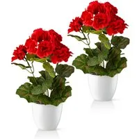 Kunstblume Kunstblumen im Topf, Künstliche Blumen wie echt, Deko Blumen Geranie, Kamelie, Orchidee, Azalee, Veilchen, PASCH, Hochwertiger Keramiktopf