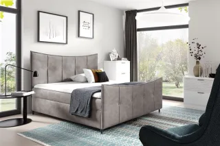 Boxspringbett Schlafzimmerbett FABIEN LUX 180x200cm Grau inkl. Bettkasten