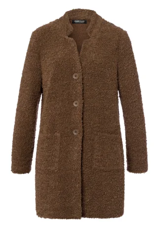 FRANK WALDER - Strickjacke VELVET BLOOM in Bouclé-Strickoptik marone - Gr. - 46