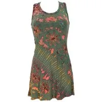 Guru-Shop Midikleid Batik Minikleid, Boho Tank-Kleid - olive alternative Bekleidung