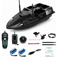 Tekoo RC-Boot GPS Futterboot mit Fischfinder, 4 Kammern, 3kg, 2x12000mAh (Set), 200 GPS-Ankerpunkte, Auto-Rückkehr-Funktion, Gyroskop-Stabilisierung