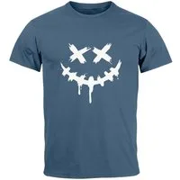 Neverless Print-Shirt Herren T-Shirt Bedruckt Techwear Fashion Streetstyle Smiling Face mit Print