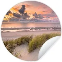 MuchoWow Wandsticker Sonnenuntergang - Düne - Strand - Pflanzen - Meer (1 St), Wandtattoo Selbstklebend, Wohnzimmer Deko Aufkleber, 30x30 cm