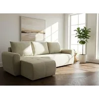 Home affaire Ecksofa Nortrud-Chester, 241 cm, L-Form, mit Schlaffunktion u. Bettkasten, Recamiere rechts / links montierbar, Steppung, Feinstruktur-Bezug