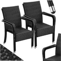 tectake Rattanstuhl Gartenstuhl Girona, stapelbar, Belastbarkeit 120 kg, 58 x 67 x 90 cm (Set, 4 St), Pulverbeschichtetes Stahlgestell für enorme Stabilität