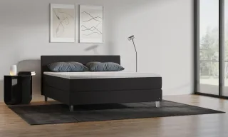 BRUNO Boxspringbett Premium 160x200cm in Schwarz | Matratzen-Härtegrad: Links H2 / Rechts H3 | mehrfach ausgezeichnet in Design & Qualität