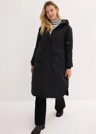 bonprix Long-Parka, schwarz, Gr.46, Modischer weiter Parker mit Tunnelzug