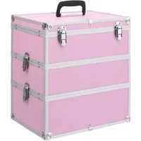 vidaXL Kosmetikkoffer Kosmetikkoffer 37x24x40 cm Rosa Aluminium (1-tlg)