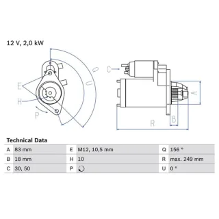 Bosch Anlasser 2,0 kW Opel Saab 0986017420
