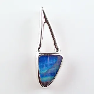 935er Silberanhänger mit 5,98 ct. Labradorit – Handgefertigter massiver Anhänger