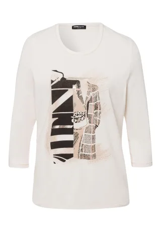 FRANK WALDER - Shirt CASUAL mit Placement-Print marone/ecru - Gr. - 42