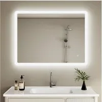IMPTS Badspiegel Badezimmer Wand spiegel mit Beleuchtung Dimmbar-Funktion (Set, tageslichtweiß, IP44, Dimmbar, Vertikal/Horizontal Montage), Lichtspiegel Beschlagfrei Helligkeit Dimmbar Speicher Funktion