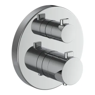 LAUFEN 2-Griff-Wannenthermostat, Unterputz, MEDA, mit Rohrunterbrecher, 2 Mischwasserabgänge, chrom HF506687100000