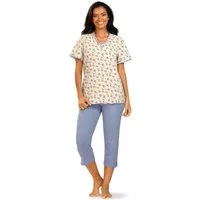 comtessa Schlafanzug Dreamy breeze (Set, 2 tlg., 2-teilig) Damen Pyjama 2-teilig 7/8 Hose Baumwolle Sommer große Größen
