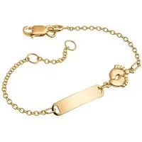 Silberkettenstore Goldarmband Kinder-Gravurarmband Füsse - 375 Gelbgold, Länge wählbar