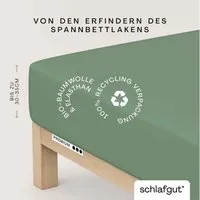 Schlafgut Spannbettlaken PREMIUM Mako-Zwirn-Jersey, 220 g/m², 95% Bio-Baumwolle, 5% Elasthan, Mako-Zwirn-Jersey, Gummizug: rundum, (1 Stück), Bettlaken bis 30 cm Höhe, PREMIUM-Qualität langlebig, perfekter Sitz