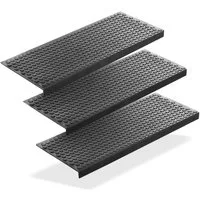 BigDean Stufenmatte 3 Stück Treppenstufenmatten aus Gummi 75 x 25 cm Anti Rutsch, Eckig, Höhe: 3 mm, Outdoor geeignet, Antirutsch, Witterungsbeständig, Easy Clean