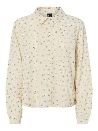PIECES - PCJOLLIE LS SHIRT WVNN BC Egret - Gr. - M