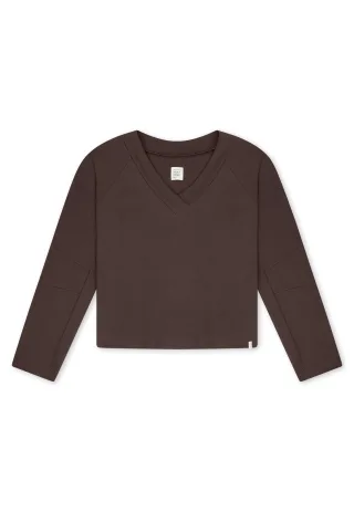 SCHIESSER - Sweatshirt V-Ausschnitt deep brown - Gr. - 40
