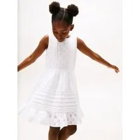 Tommy Hilfiger Sommerkleid EMBROIDERED COTTON DRESS SLVLS mit zarter Lochstickerei, mit Biesen
