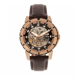 Reign Philippe Automatik Skelett-Lederarmbanduhr