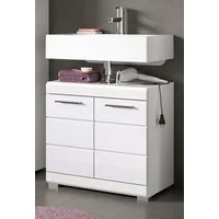 Inn.Furn Waschbeckenunterschrank Shawn (Badschrank in weiß Hochglanz, 60 x 56 cm) mit MDF-Front