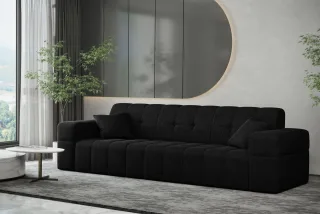 Sofa Designersofa NANCY 3-Sitzer in Stoff Neve Schwarz