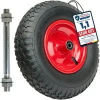 Garronda Schubkarren-Rad Ersatzrad Schubkarrenrad Luftreifen Reifen Stahlfelge Achse GD-0163 (Reifen, Achse), 4.00-6 2PR