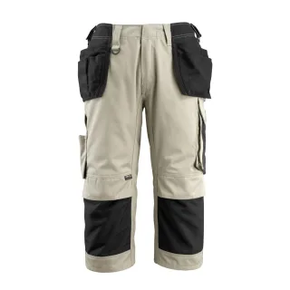 MASCOT Lindau Dreiviertel-Hose mit Hängetaschen UNIQUE Hellkhaki / Schwarz 64 - 14349-442-5509-C64
