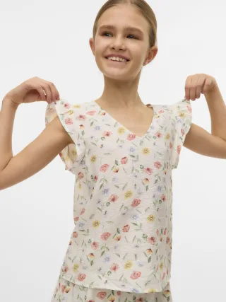 VERO MODA - VMJOSIE MARIGOLD SL TOP WVN GIRL Birch - Gr. - 140