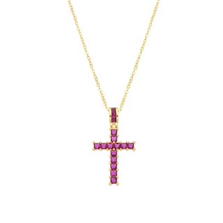 Luxenter-Halskette aus Metalllegierung und Rubinzirkonia aus 18-karat-Gelbgold - Amku