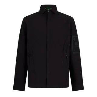 Boss Herren-Overshirt „Expedit Oxford“ mit Reißverschlusstasche (Schwarz)